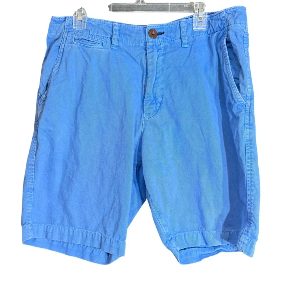 American Eagle Mens Size 34 Blue Chino Shorts Flat Front Casual Vacation Classic